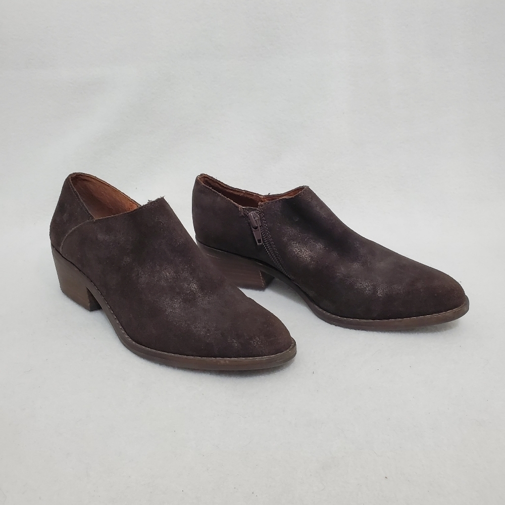 Lucky Brand Ferryn Brown Waxed Suede Booties